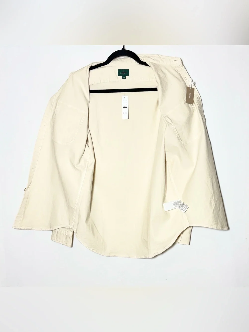 NWT J. Crew Garment-Dyed Twill Button-Down Overshirt in Natural, Small.